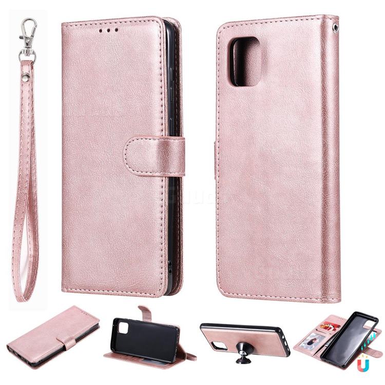 Retro Greek Detachable Magnetic PU Leather Wallet Phone Case for Samsung Galaxy Note 10 Lite - Rose Gold