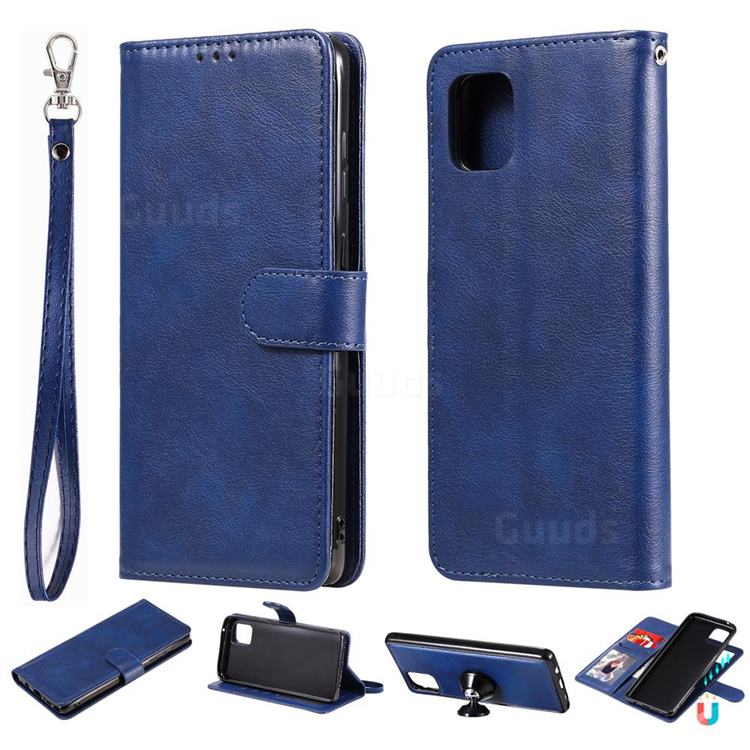 Retro Greek Detachable Magnetic PU Leather Wallet Phone Case for Samsung Galaxy Note 10 Lite - Blue
