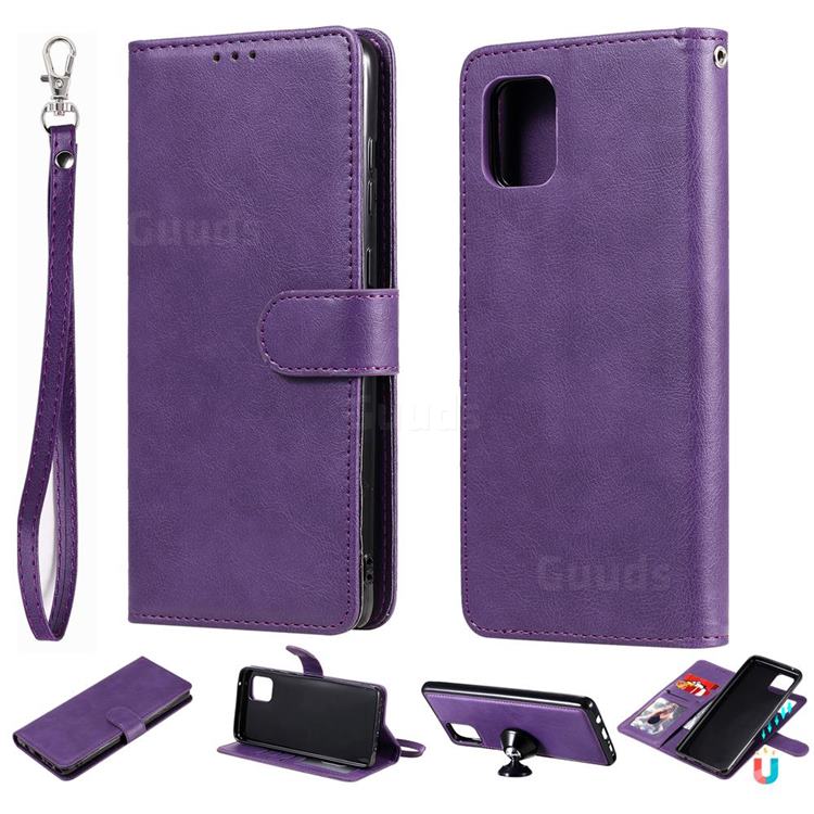 Retro Greek Detachable Magnetic PU Leather Wallet Phone Case for Samsung Galaxy Note 10 Lite - Purple