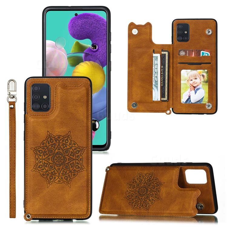 Luxury Mandala Multi-function Magnetic Card Slots Stand Leather Back Cover for Samsung Galaxy Note 10 Lite - Brown