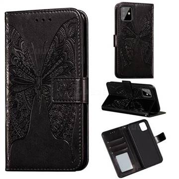 Intricate Embossing Vivid Butterfly Leather Wallet Case for Samsung Galaxy Note 10 Lite - Black