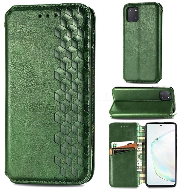 Ultra Slim Fashion Business Card Magnetic Automatic Suction Leather Flip Cover for Samsung Galaxy Note 10 Lite - Green