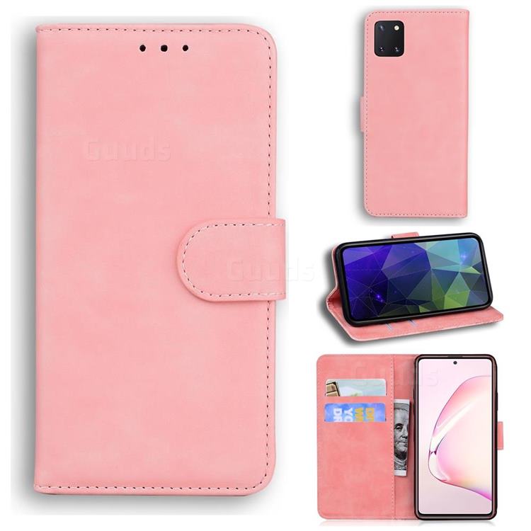 Retro Classic Skin Feel Leather Wallet Phone Case for Samsung Galaxy Note 10 Lite - Pink