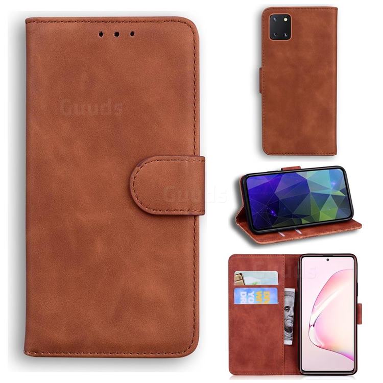 Retro Classic Skin Feel Leather Wallet Phone Case for Samsung Galaxy Note 10 Lite - Brown