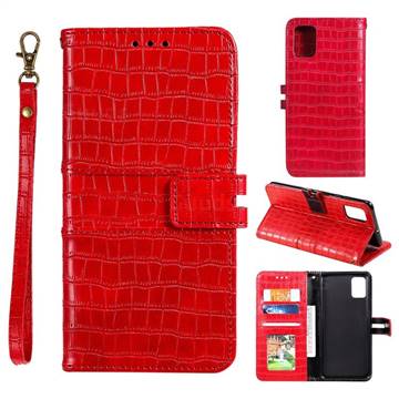 Luxury Crocodile Magnetic Leather Wallet Phone Case for Samsung Galaxy Note 10 Lite - Red
