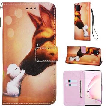 Hound Kiss Matte Leather Wallet Phone Case for Samsung Galaxy Note 10 Lite
