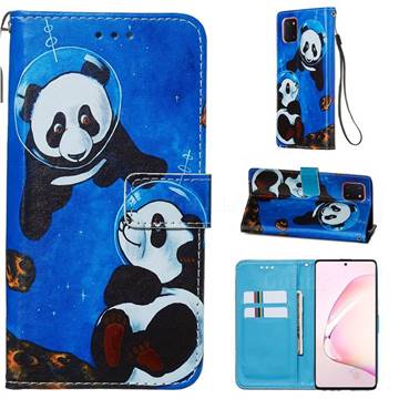 Undersea Panda Matte Leather Wallet Phone Case for Samsung Galaxy Note 10 Lite