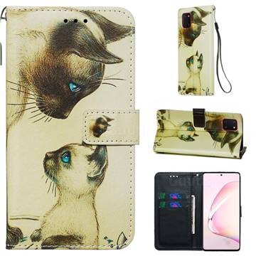 Cat Confrontation Matte Leather Wallet Phone Case for Samsung Galaxy Note 10 Lite