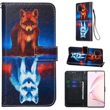 Water Fox Matte Leather Wallet Phone Case for Samsung Galaxy Note 10 Lite