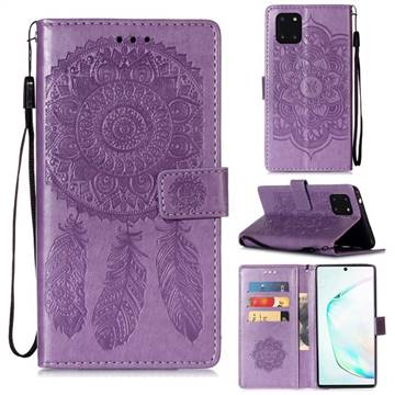 Embossing Dream Catcher Mandala Flower Leather Wallet Case for Samsung Galaxy Note 10 Lite - Purple