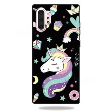 Candy Unicorn 3D Embossed Relief Black TPU Cell Phone Back Cover for Samsung Galaxy Note 10+ (6.75 inch) / Note10 Plus