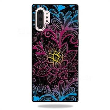 Colorful Lace 3D Embossed Relief Black TPU Cell Phone Back Cover for Samsung Galaxy Note 10+ (6.75 inch) / Note10 Plus