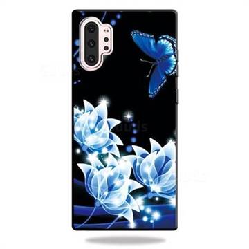 Blue Butterfly 3D Embossed Relief Black TPU Cell Phone Back Cover for Samsung Galaxy Note 10+ (6.75 inch) / Note10 Plus