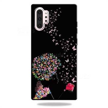 Corolla Girl 3D Embossed Relief Black TPU Cell Phone Back Cover for Samsung Galaxy Note 10+ (6.75 inch) / Note10 Plus