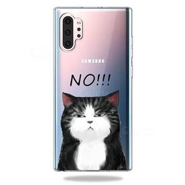 Cat Say No Clear Varnish Soft Phone Back Cover for Samsung Galaxy Note 10+ (6.75 inch) / Note10 Plus