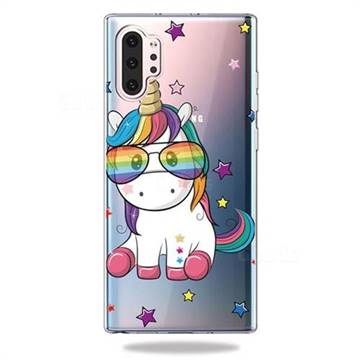 Glasses Unicorn Clear Varnish Soft Phone Back Cover for Samsung Galaxy Note 10+ (6.75 inch) / Note10 Plus
