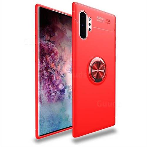 Auto Focus Invisible Ring Holder Soft Phone Case for Samsung Galaxy Note 10+ (6.75 inch) / Note10 Plus - Red