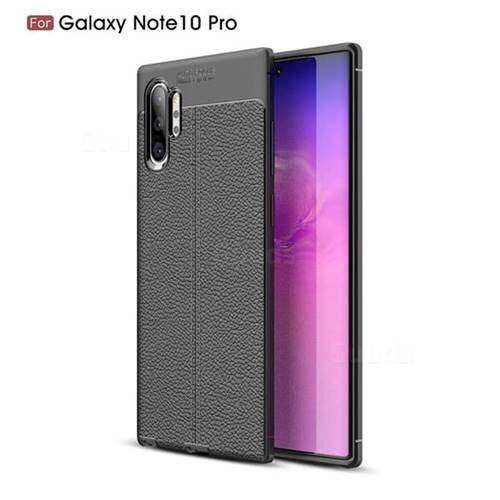 Luxury Auto Focus Litchi Texture Silicone TPU Back Cover for Samsung Galaxy Note 10+ (6.75 inch) / Note10 Plus - Black