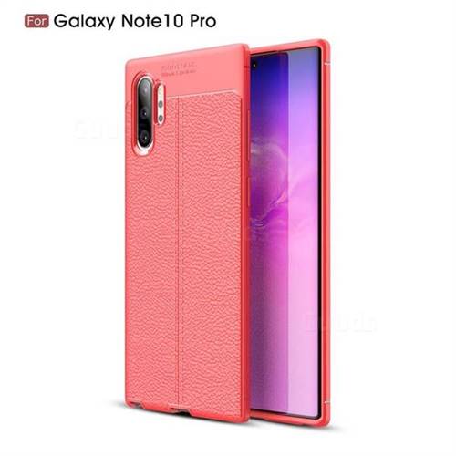 Luxury Auto Focus Litchi Texture Silicone TPU Back Cover for Samsung Galaxy Note 10+ (6.75 inch) / Note10 Plus - Red