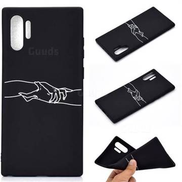 Handshake Chalk Drawing Matte Black TPU Phone Cover for Samsung Galaxy Note 10+ (6.75 inch) / Note10 Plus