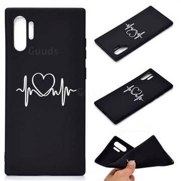 Heart Radio Wave Chalk Drawing Matte Black TPU Phone Cover for Samsung Galaxy Note 10+ (6.75 inch) / Note10 Plus