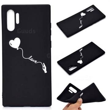 Heart Balloon Chalk Drawing Matte Black TPU Phone Cover for Samsung Galaxy Note 10+ (6.75 inch) / Note10 Plus