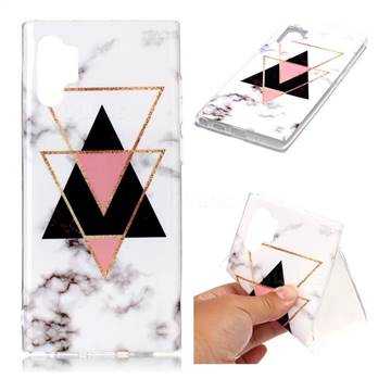 Inverted Triangle Black Soft TPU Marble Pattern Phone Case for Samsung Galaxy Note 10+ (6.75 inch) / Note10 Plus