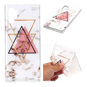 Inverted Triangle Powder Soft TPU Marble Pattern Phone Case for Samsung Galaxy Note 10+ (6.75 inch) / Note10 Plus