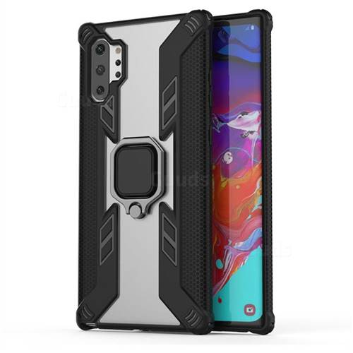 Predator Armor Metal Ring Grip Shockproof Dual Layer Rugged Hard Cover for Samsung Galaxy Note 10+ (6.75 inch) / Note10 Plus - Black