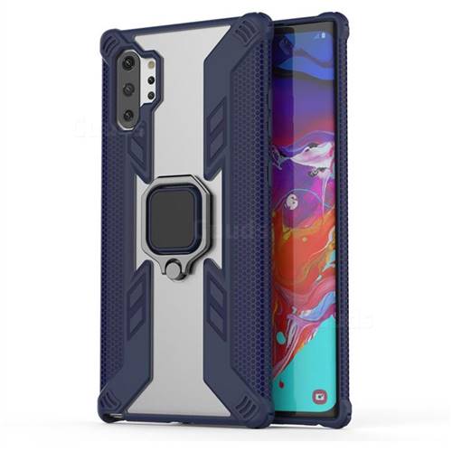 Predator Armor Metal Ring Grip Shockproof Dual Layer Rugged Hard Cover for Samsung Galaxy Note 10+ (6.75 inch) / Note10 Plus - Blue