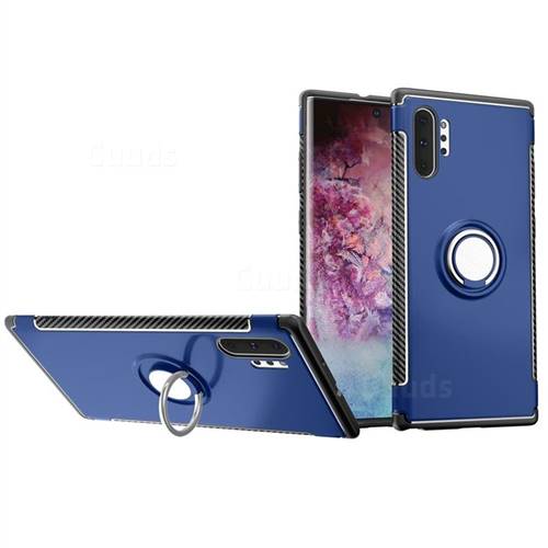Armor Anti Drop Carbon PC + Silicon Invisible Ring Holder Phone Case for Samsung Galaxy Note 10+ (6.75 inch) / Note10 Plus - Sapphire