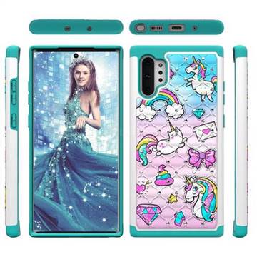 Fashion Unicorn Studded Rhinestone Bling Diamond Shock Absorbing Hybrid Defender Rugged Phone Case Cover for Samsung Galaxy Note 10+ (6.75 inch) / Note10 Plus