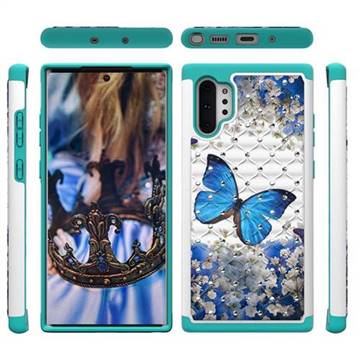 Flower Butterfly Studded Rhinestone Bling Diamond Shock Absorbing Hybrid Defender Rugged Phone Case Cover for Samsung Galaxy Note 10+ (6.75 inch) / Note10 Plus