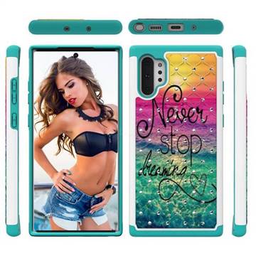 Colorful Dream Catcher Studded Rhinestone Bling Diamond Shock Absorbing Hybrid Defender Rugged Phone Case Cover for Samsung Galaxy Note 10+ (6.75 inch) / Note10 Plus