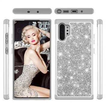 Glitter Rhinestone Bling Shock Absorbing Hybrid Defender Rugged Phone Case Cover for Samsung Galaxy Note 10+ (6.75 inch) / Note10 Plus - Gray