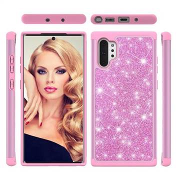 Glitter Rhinestone Bling Shock Absorbing Hybrid Defender Rugged Phone Case Cover for Samsung Galaxy Note 10+ (6.75 inch) / Note10 Plus - Pink