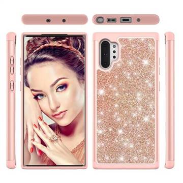 Glitter Rhinestone Bling Shock Absorbing Hybrid Defender Rugged Phone Case Cover for Samsung Galaxy Note 10+ (6.75 inch) / Note10 Plus - Rose Gold