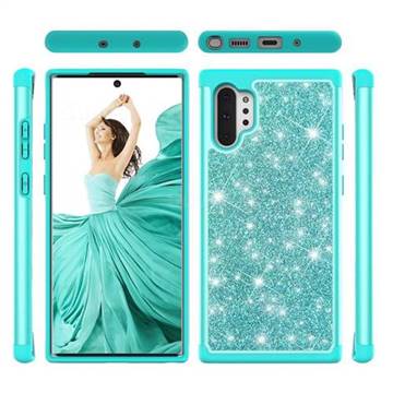 Glitter Rhinestone Bling Shock Absorbing Hybrid Defender Rugged Phone Case Cover for Samsung Galaxy Note 10+ (6.75 inch) / Note10 Plus - Green