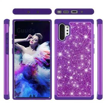 Glitter Rhinestone Bling Shock Absorbing Hybrid Defender Rugged Phone Case Cover for Samsung Galaxy Note 10+ (6.75 inch) / Note10 Plus - Purple