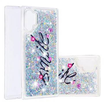 Smile Flower Dynamic Liquid Glitter Quicksand Soft TPU Case for Samsung Galaxy Note 10+ (6.75 inch) / Note10 Plus