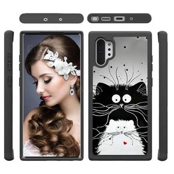 Black and White Cat Shock Absorbing Hybrid Defender Rugged Phone Case Cover for Samsung Galaxy Note 10+ (6.75 inch) / Note10 Plus