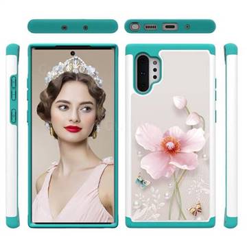 Pearl Flower Shock Absorbing Hybrid Defender Rugged Phone Case Cover for Samsung Galaxy Note 10+ (6.75 inch) / Note10 Plus
