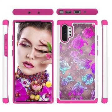 peony Flower Shock Absorbing Hybrid Defender Rugged Phone Case Cover for Samsung Galaxy Note 10+ (6.75 inch) / Note10 Plus