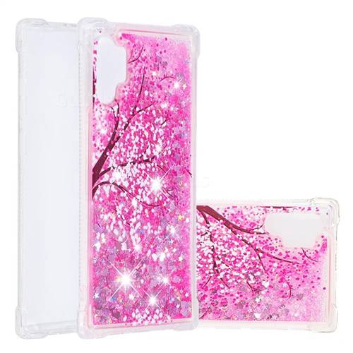 Pink Cherry Blossom Dynamic Liquid Glitter Sand Quicksand Star TPU Case for Samsung Galaxy Note 10+ (6.75 inch) / Note10 Plus