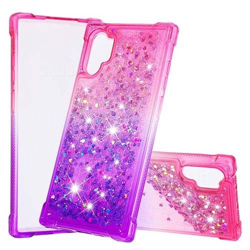 Rainbow Gradient Liquid Glitter Quicksand Sequins Phone Case for Samsung Galaxy Note 10+ (6.75 inch) / Note10 Plus - Pink Purple