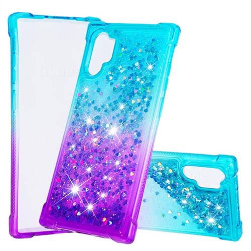 Rainbow Gradient Liquid Glitter Quicksand Sequins Phone Case for Samsung Galaxy Note 10+ (6.75 inch) / Note10 Plus - Blue Purple