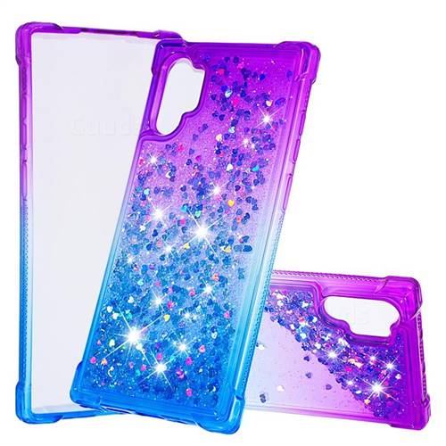 Rainbow Gradient Liquid Glitter Quicksand Sequins Phone Case for Samsung Galaxy Note 10+ (6.75 inch) / Note10 Plus - Purple Blue