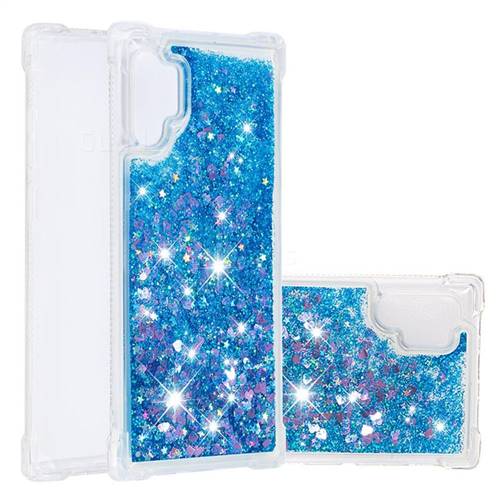 Dynamic Liquid Glitter Sand Quicksand TPU Case for Samsung Galaxy Note 10+ (6.75 inch) / Note10 Plus - Blue Love Heart