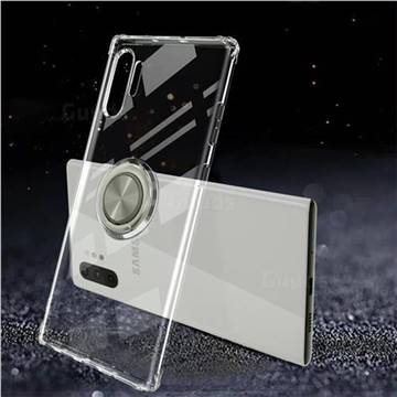 Anti-fall Invisible Press Bounce Ring Holder Phone Cover for Samsung Galaxy Note 10+ (6.75 inch) / Note10 Plus - Transparent