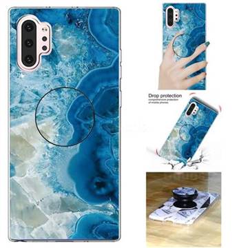 Sea Blue Marble Pop Stand Holder Varnish Phone Cover for Samsung Galaxy Note 10+ (6.75 inch) / Note10 Plus